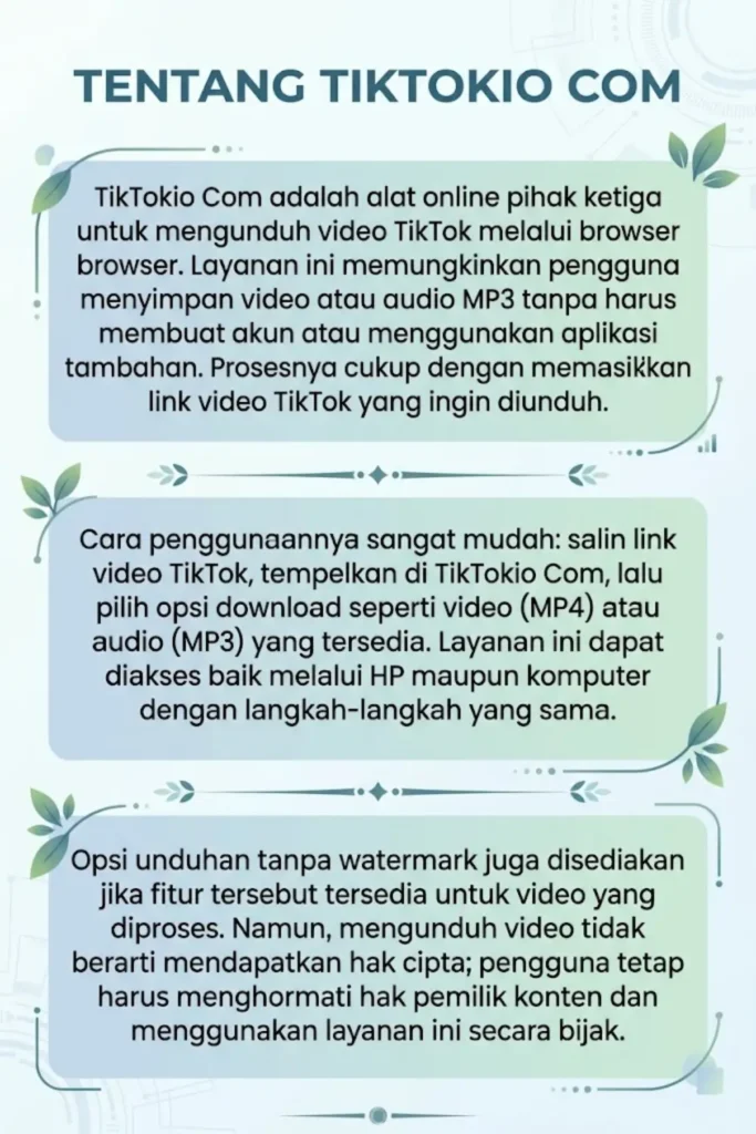 TikTokio Com Pengunduh Video TikTok Gratis Tanpa Watermark