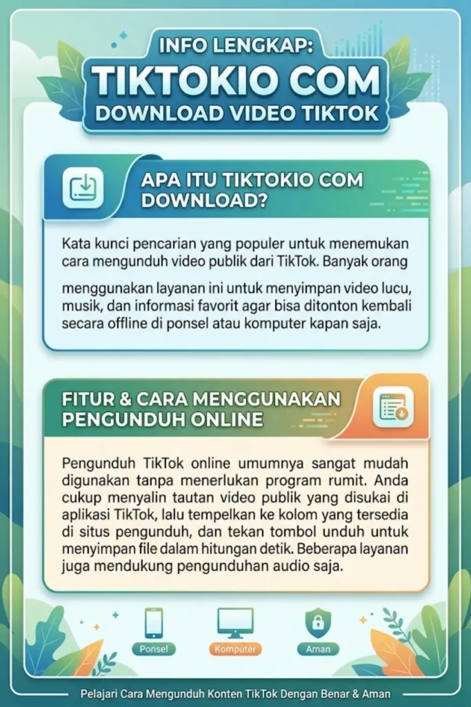 Tiktokio.com download untuk TikTok Video MP3 dan Story Gratis Tanpa Aplikasi